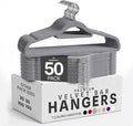 Utopia Home Velvet Hangers 50 Pack – Premium Hangers with Tie Bar - Grey | Non-Slip Slim Clothes & Coat Hangers with Tie Bar, Space-Saving Heavy Duty Design, 360° Swivel Hook