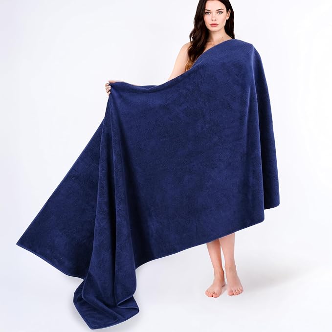 Cotton Paradise 100% Cotton Turkish Towel, Soft Absorbent Quick Dry, 40x80 Oversized Bath Sheet Towel, Navy Blue