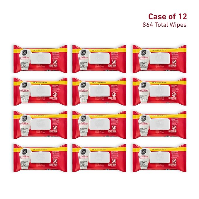 PDI Sani-Professional No-Rinse Sanitizing Multi-Surface Food Service Wipes Softpack, for Restaurants, Kitchen, Commercial and Home Use, Pack of 12, 72 Wipes Each, Large 9" x 8" Wipes