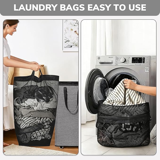 Goodpick 75L Rolling Laundry Basket, Large Laundry Hamper with Handles and Removable Wash Bag, Space Saving for Laundry Room, Light Grey