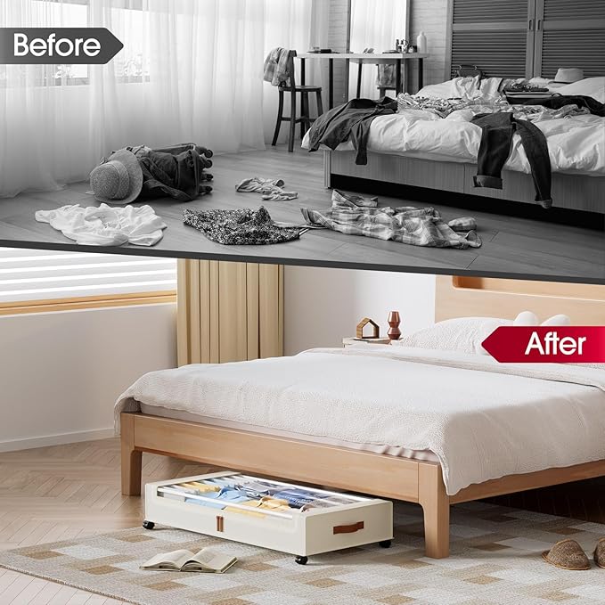 Yecaye Under Bed Storage with Wheels 2 Pack, 70L Larger Capacity Under Bed Storage Containers, Underbed Shoe Storage Organizer, Rolling Under Bed Metal Drawers for Clothes, Blankets(35.5 x 17 x 6.7in)