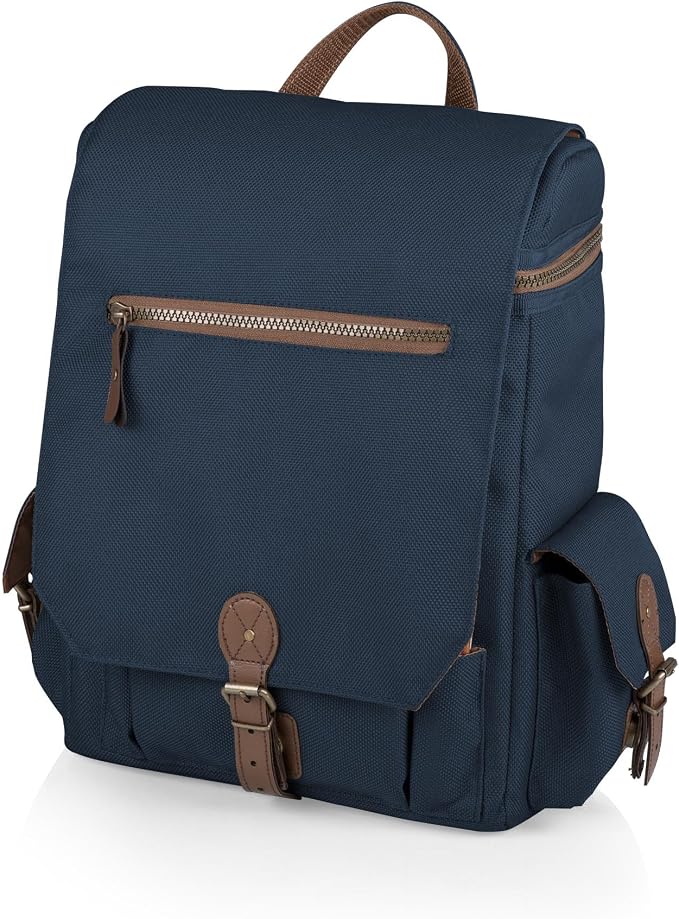 LEGACY - a Picnic Time brand Moreno 3-Bottle Wine & Cheese Tote, Padded Wine Carry Tote Bag with Handle and Adjustable Shoulder Strap, (Navy Blue)
