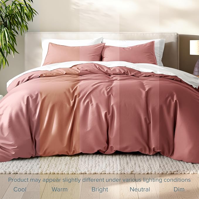 Bare Home Bedding Duvet Cover Queen Size - Premium 1800 Super Soft Collection - Lightweight, Cooling - Soft Breathable Bedding Duvet Cover (Queen, Dusty Rose)