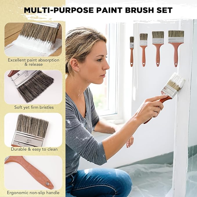 SOUTHGATE 33PCS Paint Roller Kit with 4-Section Pole(1-5 FT) – Heavy Duty Handles, 4" 9" Paint Rollers, Drop Cloth & Brushes Set – House Painting Tools for Home Renovation by DIYers & Pros