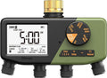Diivoo 4 Zone Sprinkler Timer with Brass Inlet, IP68 Waterproof 4 Zone Water Timer with Large Display, Digital Control & Rain Delay & Manual Watering for Garden Hose, Lawn, Yard