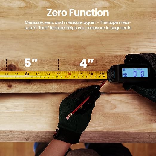 Digital Tape Measure 16 Ft - 6 Metric and Imperial Units, Easy Read Digital Measuring Tape Retractable with Fractions 1/16, Rechargeable Measurement Tool, for Distance/Area/Volume, Yellow
