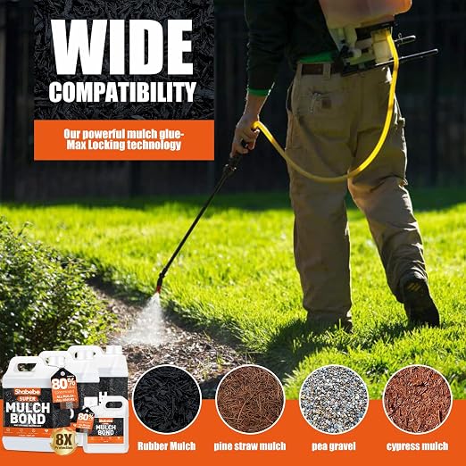 Mulch Bond, 4 Gallon Rock Glue for Landscaping Heavy Duty Gravel Binder & Stone Adhesive, Fast-Drying, Non-Toxic, Weather-Resistant, Strong Hold for Slopes, Walkways, Mulch Hold & Pine Straw