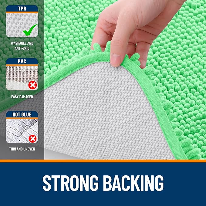 OLANLY Large Bathroom Rugs 45x27, Extra Soft Absorbent Chenille Bath Rugs, Rubber Backing Quick Dry, Machine Washable Bath Mats for Bathroom Floor, Tub and Shower, Home Decor Accessories, Mint Green
