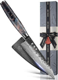 5.5'' Japanese Utility Knife, 67-Layer Damascus VG10 Steel | Kurouchi Forged Finish, Fruit, Vegetable & Herb Prep, Compact Blade Control, Leather Sheath Included, Premium Gift Box