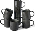 famiware Coffee Mug Set for 8, Star 16 oz Catering Mugs Cup Set with Handle for Coffee, Tea, Cocoa, Milk - Ceramic Stoneware Drinkware Set, Deep Forest