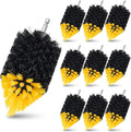 Domensi 10 Pack Tile Corner Drill Brush Heads Bulk, 1/4 Inch Hex Shank Nylon Drill Brush Attachments for Grout Shower Door Tracks Bathroom Kitchen Bathtub Sink Tiles Corner Cleaning