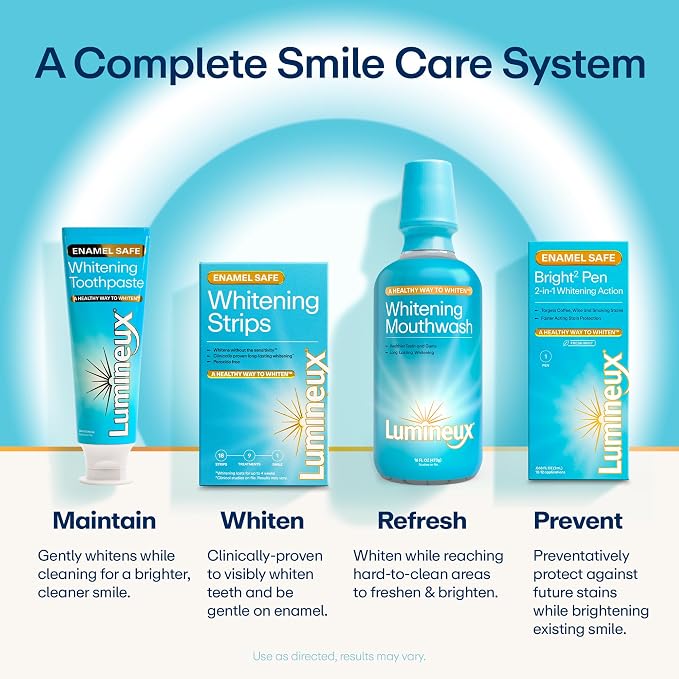 Lumineux Whitening Duo Set, 21 Strip Treatments & Toothpaste 2 Pack | Peroxide free, enamel safe, fluoride free, dentist formulated, free from harsh ingredients, gentle with no sensitivity