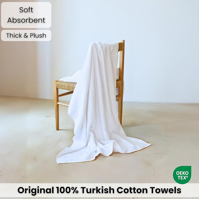SALBAKOS Luxury 100% Turkish Cotton Bath Sheet 40x80 in (1-Piece, White) | Extra Large Jumbo Oversized Bathroom and Beach Towel, Super Soft Highly Absorbent Thick Premium Hotel Quality, Made in Turkey