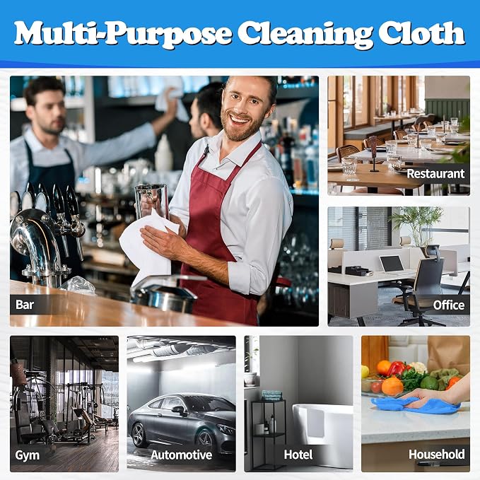 FIXSMITH Shop Towels, Microfiber Cleaning Cloth Bulk, 200 Pack Microfiber Towels for Cars, All-Purpose Absorbent Cleaning Rags, Dust Cloth for Automotive, Mechanic, Garage, Bar, 11.5 x 11.5 inch
