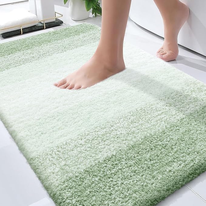 OLANLY Bathroom Rugs Mat 34x21, Extra Soft Absorbent Microfiber Bath Rugs, Rubber Backing, Quick Dry, Machine Washable Bath Mats for Bathroom Floor, Tub and Shower, Home Decor Accessories, Sage Green