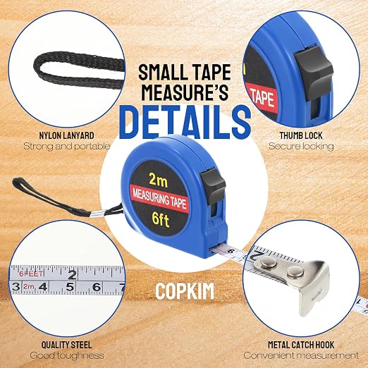 Copkim 50 Pcs 6 FT Mini Tape Measure Retractable Bulk Small Measuring Tape Pocket Size Measurement Tool for Operation Christmas Items Party Favor Gifts Stuffers for Men(Blue)