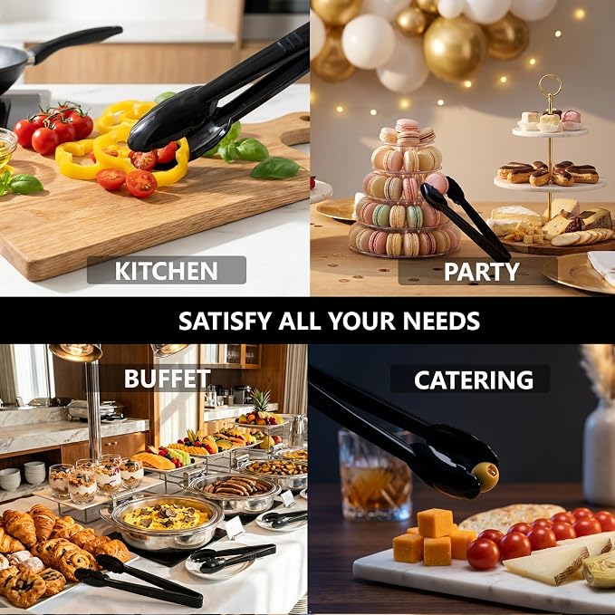 Plastic Serving Tongs Disposable Kitchen Tongs for Food Salad | 9 Inch Heavy Duty, BPA free, 24 Pcs, Perfect for Buffet, BBQ, Parties, Catering Supplies, Wedding, Banquet, Fruit, Ice
