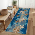 Seaside Coastal Extra Long Hallway Runner Rug 3x12 - Fishing Net Soft Low Pile Runner RugsWatercolor Ocean Anti Slip Washable Runners Rug for Entrance Corridor Kitchen Living Room