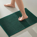 TYUU Bathroom Rugs Non Slip Washable, Super Absorbent Thin Bath Mat Small Quick Dry Low Pile Bathroom Rug, Dark Green 16"x24"