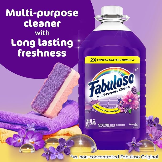 Fabuloso 2X Multi-Purpose Cleaner, No Rinse Floor Cleaner, Long-Lasting Freshness, Lavender Scent, 169 fl oz