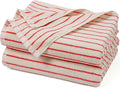Striped Bath Towels Set of 2 (Coral Red), Lighter & Quick Dry Towels | Large 27.5 x 55 inches, Farmhouse for Bathroom Decor, Shower, Pool Days