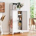 AQY Metal Pantry Cabinet, White Kitchen Storage Cabinet with Doors | Adjustable Shelves Freestanding Storage Metal Cabinet Kitchen, Dining & Bathroom Organization