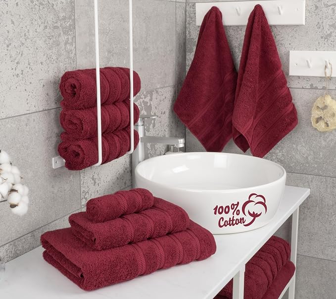 American Soft Linen 100% Cotton Luxury Turkish Towels, 6 Piece Towel Set | Soft Absorbent Quick Dry OEKO Tex Standard 100 Certificated Durable Machine Washable Breathable Premium Hotel Quality