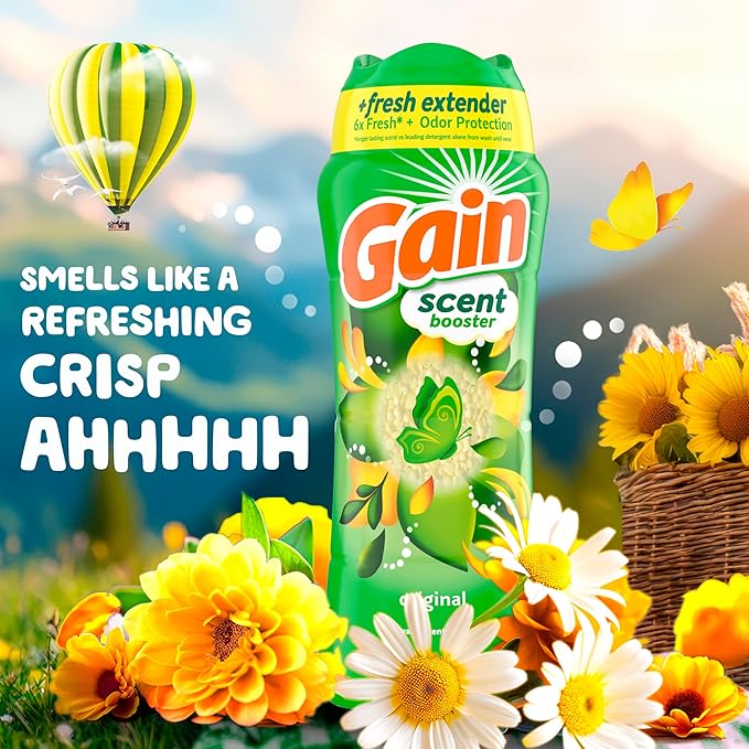Gain Laundry Bundle: Gain Flings Laundry_Detergent Pacs (2x35ct), Dryer Sheets (2x34ct), Fireworks Laundry-Scent Booster Beads (14.8oz)(Pack of 2)