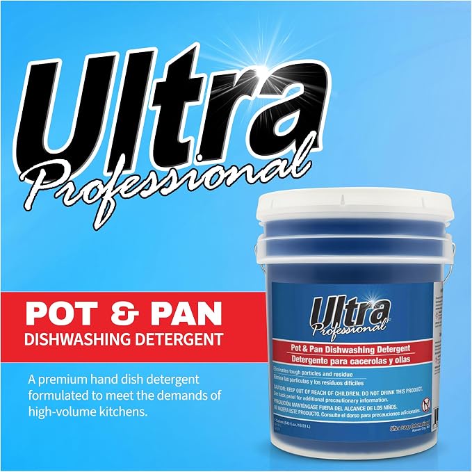 Ultra Professional ™ 5 Gallon Pot & Pan Dishwashing Detergent Dish Cleaning Liquid, Fresh Scent, Blue - Powerful Grease Remover
