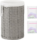 SETVSON 34.3 Gal (130 L) Large Laundry Hamper Laundry Basket Round Handwoven Wicker Laundry Baskets Rattan Laundry Basket with Removable Bag Handles 2 Mesh Bags for Living Room Bedroom Gray (No Lid)