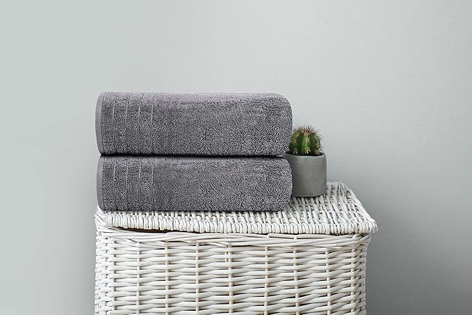 Tens Towels 4 Piece Extra Large Bath Towels 30 x 60 Inches, Dark Grey | 100% Cotton, Larger & Lighter Weight, Quicker to Dry, Super Soft and Absorbent, Perfect for Bathroom