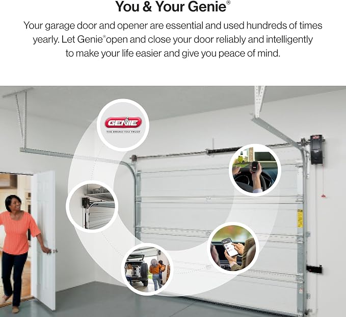 Genie 6172H-O Wall Mount Smart Garage Door Opener with Aladdin Connect, Wall Mounted Compact Space Saving Opener | Ultra-Quiet, Compact Space Saving Design, Aladdin Connect Wi-Fi, Works with Alexa, Wireless Wall Console, Side Mount Opener