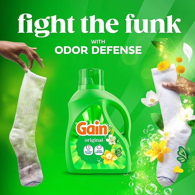 Gain Liquid Laundry Detergent with Odor Defense, Original Scent, Laundry Soap For HE Washing Machines, 81 fl oz, 61 Loads (Packaging May Vary)