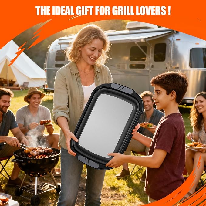 Collapsible BBQ Prep Tub with Titanium Cutting Board, 22L/5.5Gal Food Storage with Locking Lid, Outdoor Seasoning Storage Bin for Camping, Kitchen and BBQ