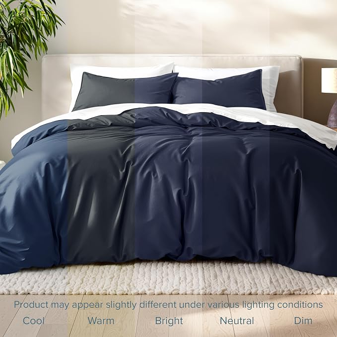 Bare Home Bedding Duvet Cover California King Size - Premium 1800 Super Soft Collection - Lightweight, Cooling - Soft Breathable Bedding Duvet Cover (Cal King, Midnight Blue)