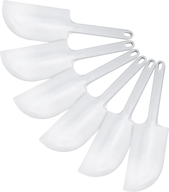 Ateco 1311 2-in-1 Bowl Scraper/Spatula Set, 6-Pieces, Food-safe Plastic, White