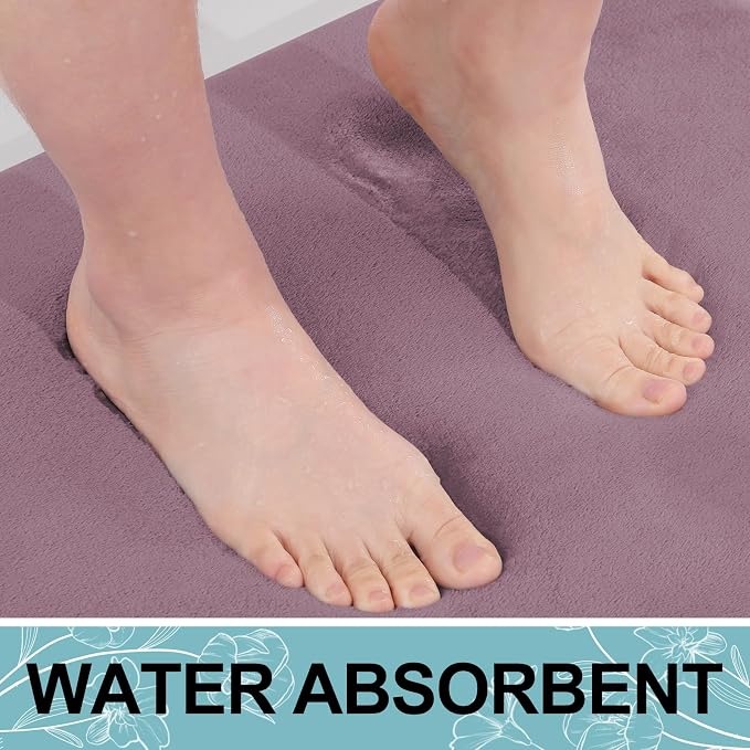 Smiry Memory Foam Bath Mat 36x24, Extra Soft and Absorbent Bathroom Mats, Non Slip Washable Carpet for Floor, Shower and Tub, Deep Plum