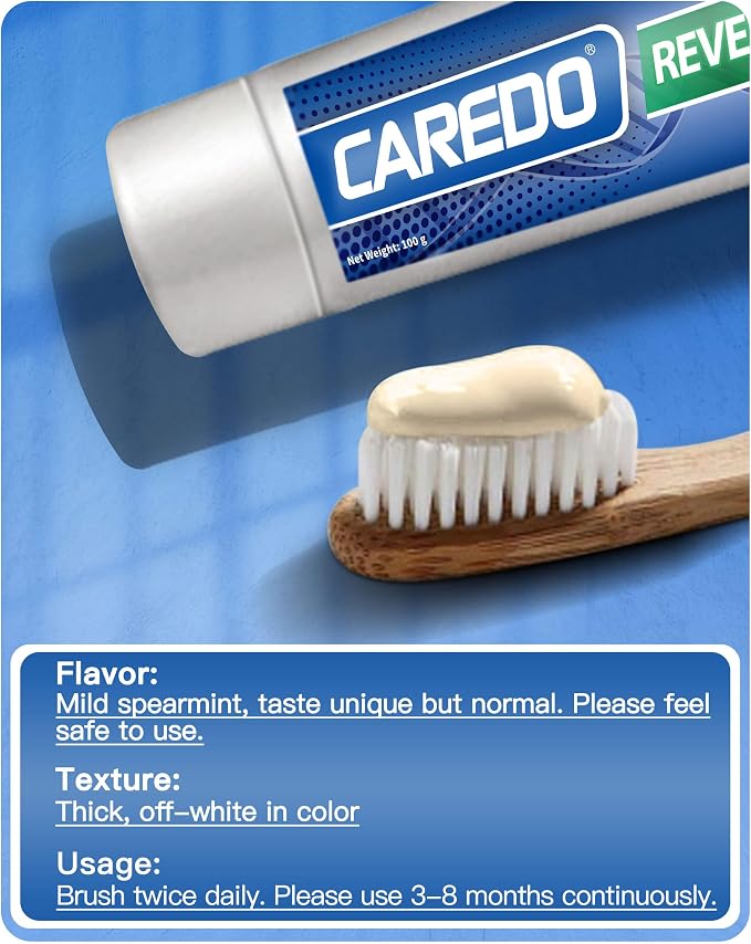 CAREDO Cavity Reversal Hydroxyapatite Toothpaste for Adults, Cavity Tooth Filler as Home Cavity Repair, Fluoride Free Reverse Cavities Treatment for Tooth Decay Repair, Remineralizing Repair 3.52OZ