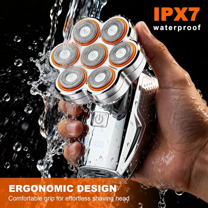 Head Shavers for Bald Men: 120min Long Time Use Rechargeable Electric Razor - Waterproof Wet Dry Shaving - Professional Grooming Kit for Balder