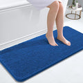 OLANLY Bathroom Runner Rugs 47x20, Soft Absorbent Chenille Bath Rugs, Rubber Backing Quick Dry, Machine Washable Long Bath Mats for Bathroom, Tub and Shower, Home Decor Accessories, Deep Navy Blue