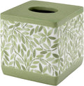 Avanti Linens - Tissue Box Cover, Resin Countertop Accessories, Guest Bathroom Essentials (Stratford Collection, Green)