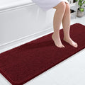 OLANLY Bathroom Runner Rugs 59x20, Soft Absorbent Chenille Bath Rugs, Rubber Backing Quick Dry, Machine Washable Long Bath Mats for Bathroom Floor, Tub and Shower, Home Decor Accessories, Burgundy
