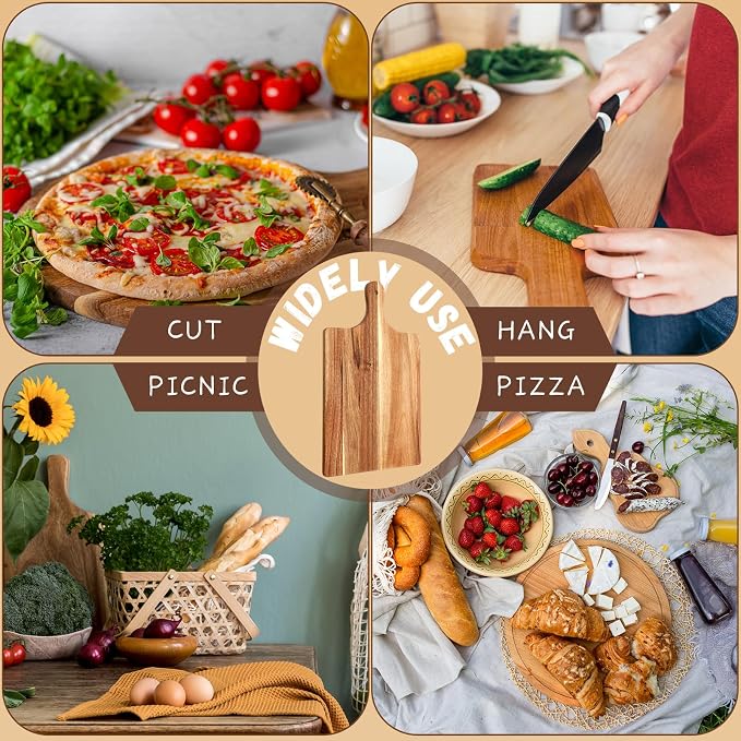 18 Pcs Wood Cutting Board Set with Handle, Bulk Chopping Serving Boards 16x10 & 16x5 Inch, Charcuterie Boards for Laser Engraving, Wedding Housewarming Gift, Kitchen Supplies (Acacia)