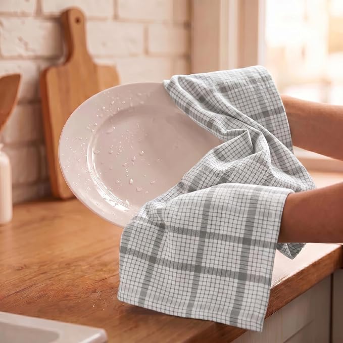 Urban Villa Kitchen Towels Cotton Dish Towels 20”x30” (Set of 6) Tiny Checks