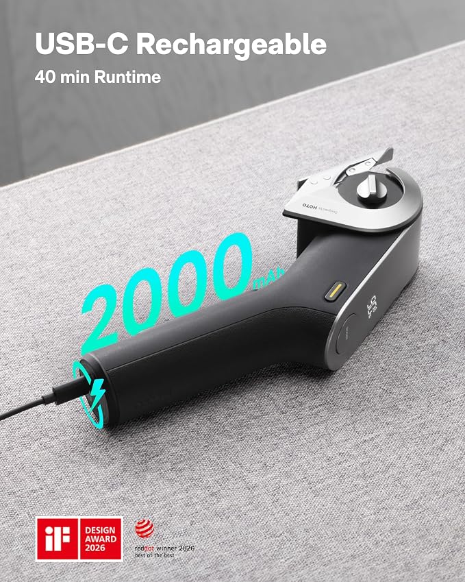 HOTO EdgeFlow Cordless Electric Scissors, Self-Sharpening Titanium Blade, Smart Display Electric Cardboard Cutter, Boost Mode & Tool-Free Blade Swap, Ideal for Cardboard, Fabric, Carpet, Leather DIY
