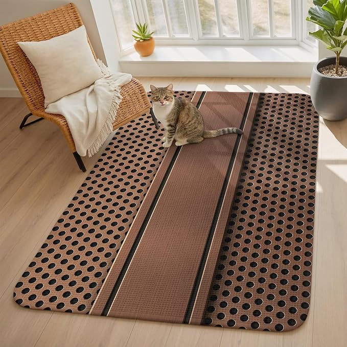 Brown Metal Hole Washable Area Rugs for Living Room Bedroom, Large Non Slip Indoor Floor Carpet Absorbent Low Pile Copper Net Eye Hole Pattern Door Mat Rugs for Bathroom Entryway 63"x90.6"