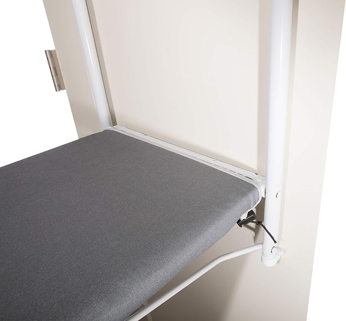 Over The Door Ironing Board Cover & Replacement Pad 42” x 14” - Italian Made for Homz Door Mounted Ironing Board with Grommets - 3 Layers - AlumiTek Coated Gray Color with Pull Bungee Cord Fit System