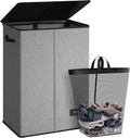 SOLEDI Laundry Hamper with Lid 130L Large & Tall Collapsible Laundry Basket, Clothes Hamper with Bag Removable Easy to Carry, Dirty Hampers for Bedroom, Bathroom, Dorm, College, Grey