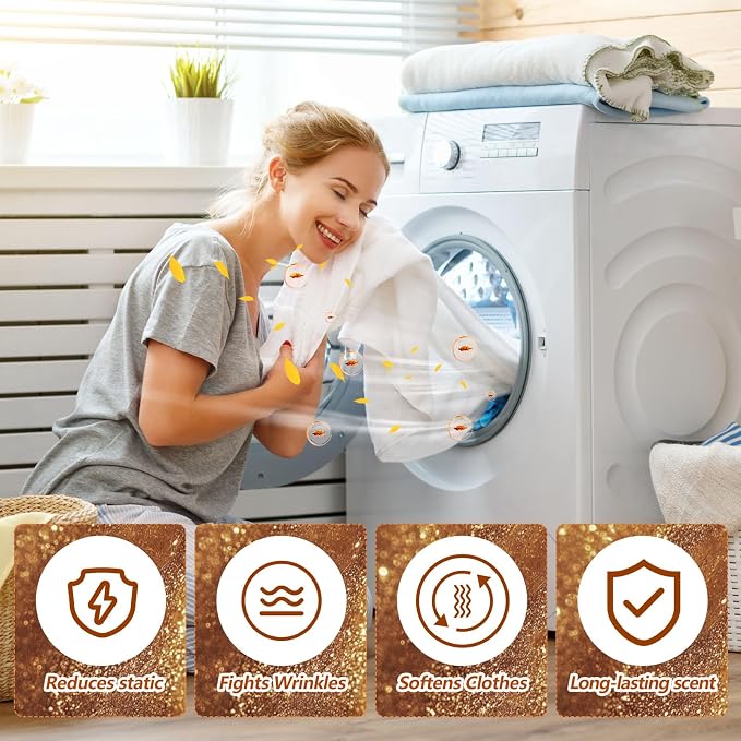 600 Count Dryer Sheets Bulk Fabric Softener Amber Vanilla Scent Dryer Sheets Naturally Softens and Removes Static Cling, Ideal for Large Households, Sensitive Skin