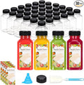 TOMNK 32pcs 8oz Plastic Juice Bottles with Caps Empty Reusable Clear Bottles with Label, Funnel and Brush Beverage Containers Bulk with Lids for Juicing, Smoothies, Fridge